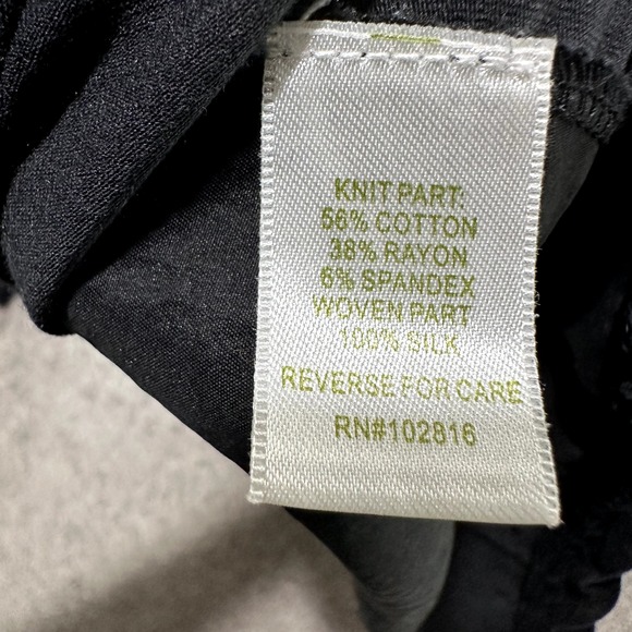 Garnet Hill Blouse Top Women XS Black Long Sleeve Silk Back Scoop Neck - Picture 4 of 12